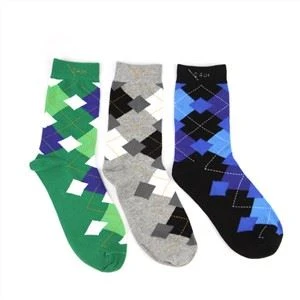 Men Argyle100 Cotton Crew Dress Socks