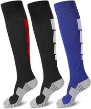 Men Knee High Black Football Socks
